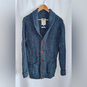 SIMONS Le 31 Knitwear 100% Lambswool blue shawl collar buttoned Cardigan size M